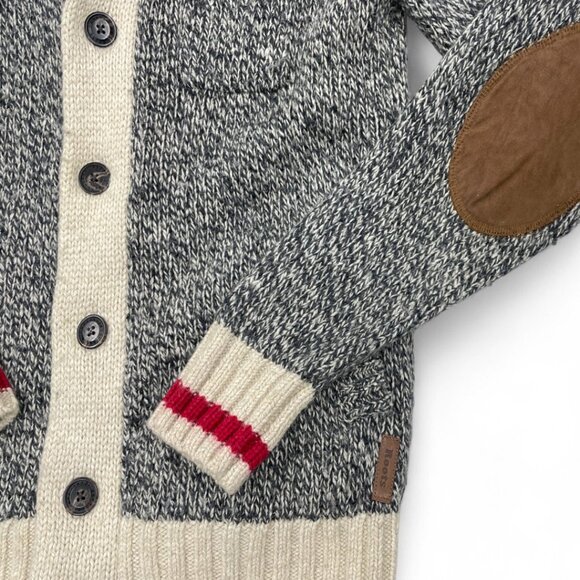 Roots Canada Wool Blend Elbow Patch Cardigan Curling Varsity Sweater Men's XS - Picture 6 of 11